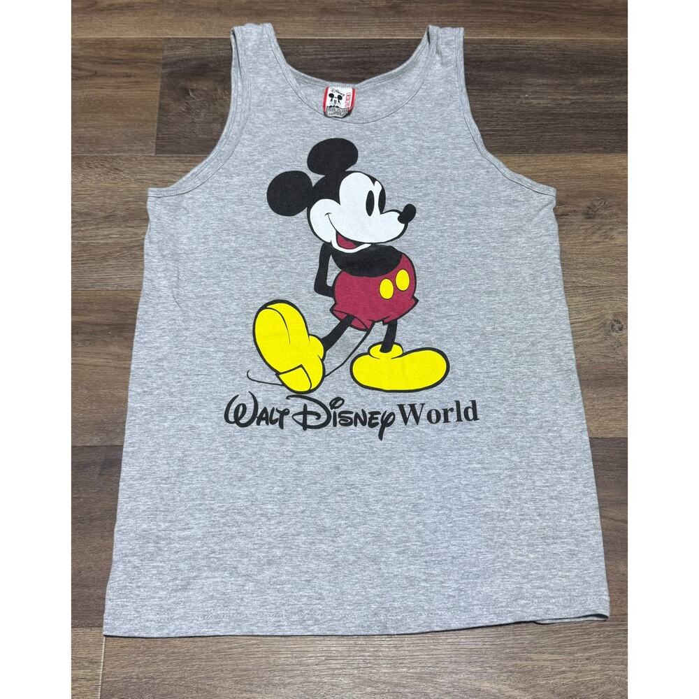 Disney Vintage Men's Size Large Mickey Heather Gray Tank T-Shirt Made in USA